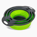 Sklopivo silikonsko cjedilo 3u1 sivo-zelene boje.