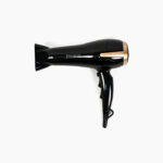 Fen za kosu Royalty Line crne boje s bronzanim detaljima. Fen je uslikan bočno.