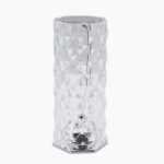 stolna led lampa. Kristalna i providna - uslikana frontalno.