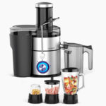 Multipraktik Royalty Line s tri posude od crne plastike i inoxa.