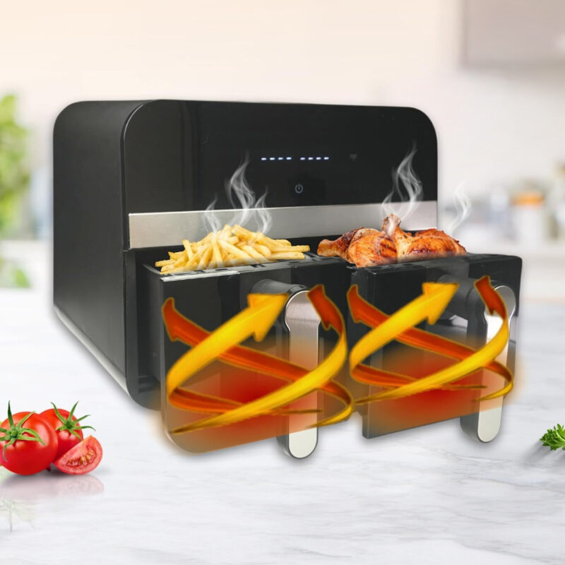 Air fryer sa dvije odvojene korpe za pečenje